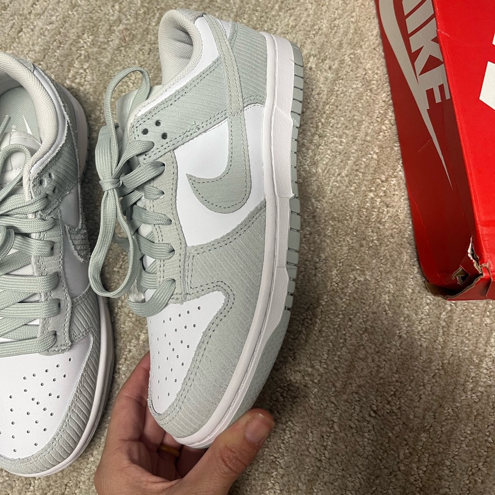 Nike Low Dunk silver corduroy women 7 youth 5.5